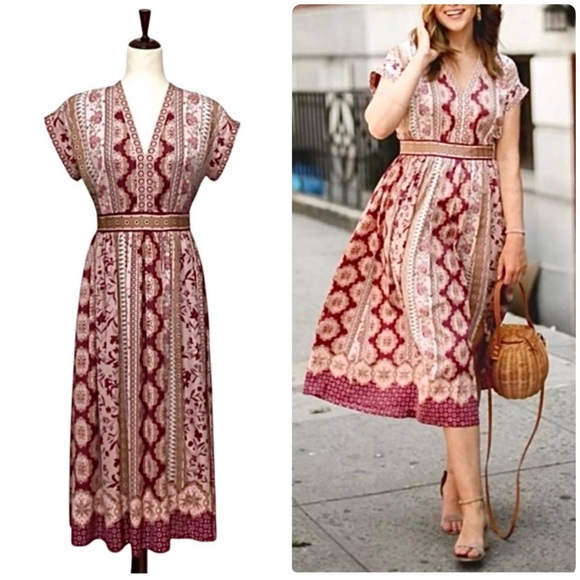 Gal Meets Glam Midi Dress Liza Print Vintage Floral Charmeuse